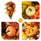 Set of 2 27"H Fall Dahlia Pumpkin, Leaf and Berry Teardrop Swag